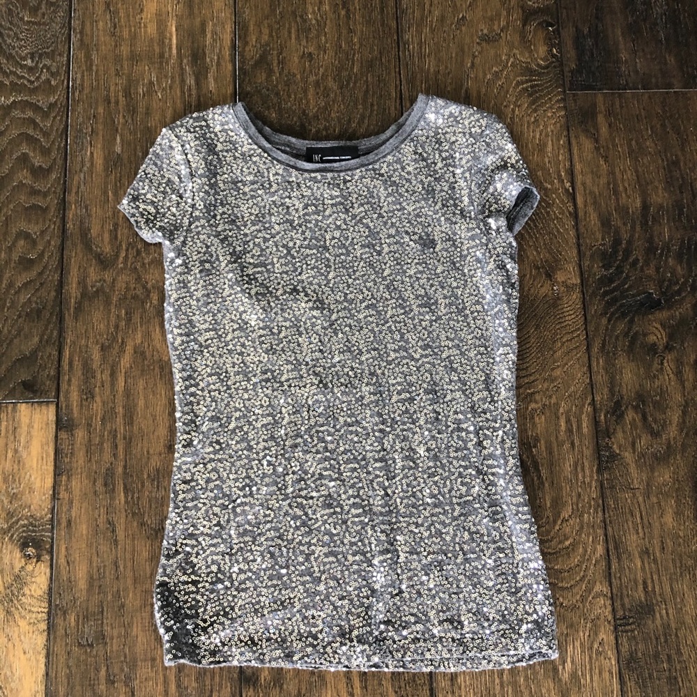 INC Gray Sequin Blouse